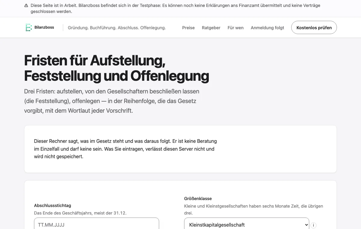 Ausschnitt aus dem Programm (erfundene Zahlen)